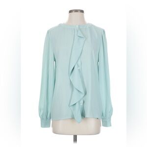 Ann Taylor Elegant Light Blue Ruffle Blouse